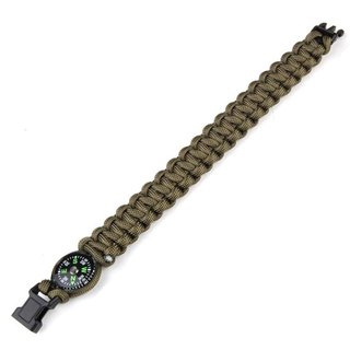 101 INC Paracord Armband met Kompas - K2023 - Groen - 9 inch