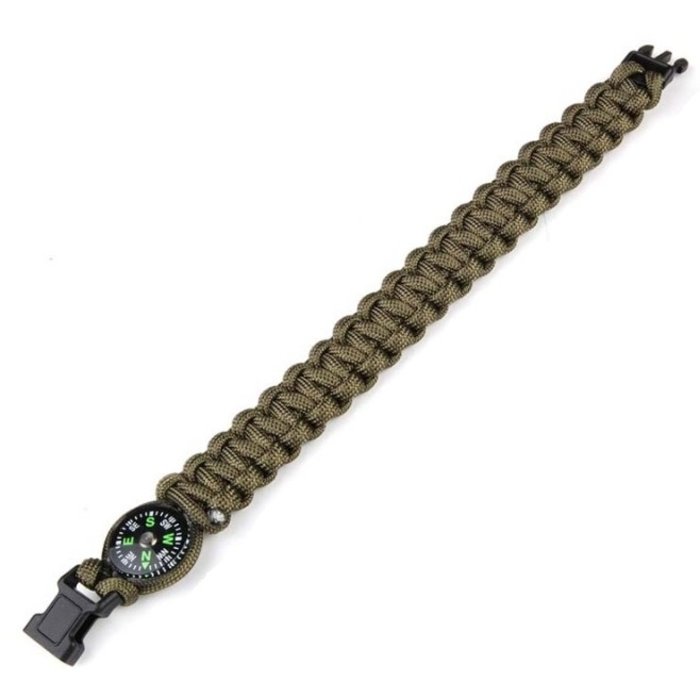 101 INC 101 INC - Bracelet de paracorde avec boussole - K2023 - Vert - 9 pouces