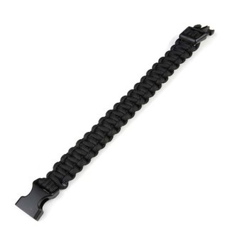 101 INC Paracord Armband - Big Buckle - K2016B - Zwart - 9 inch