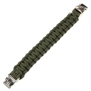 101 INC Paracord Armband - Silver Buckle - K2139 - Groen - 8 inch