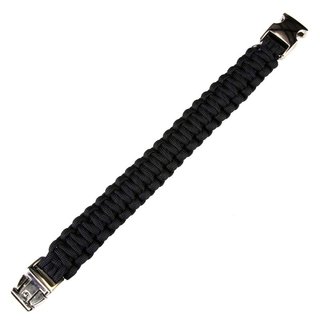 101 INC Paracord Armband - Silver Buckle - K2139 - Zwart - 9 inch