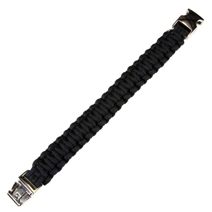 101 INC 101 INC - Paracord Armband - Silver Buckle - K2139 - Zwart - 9 inch