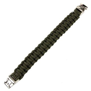 101 INC Paracord Armband - Silver Buckle - K2139 - Groen - 9 inch