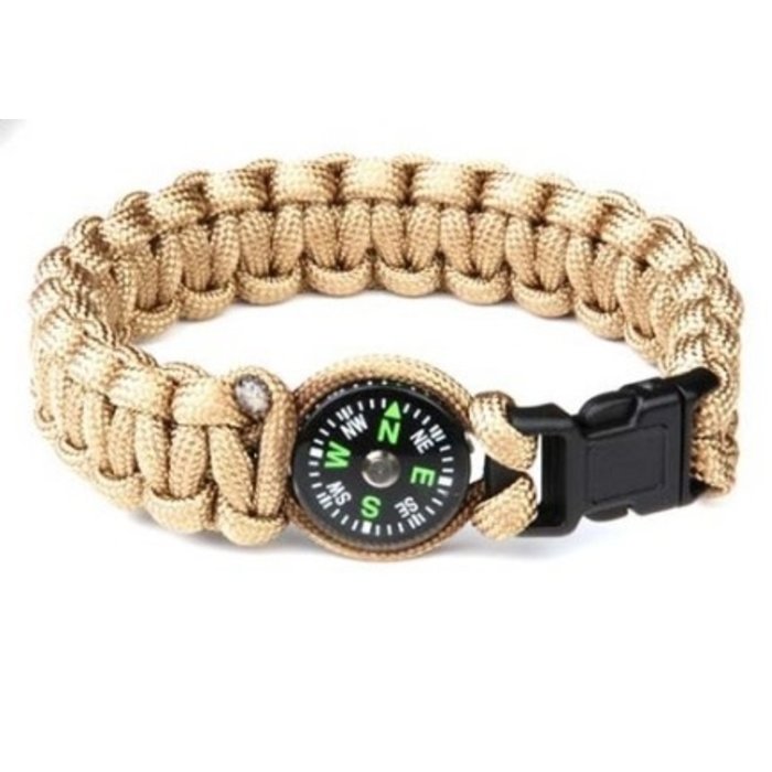 101 INC 101 INC - Paracord-Armband mit Kompass - K2023 - Khaki - 9 Zoll