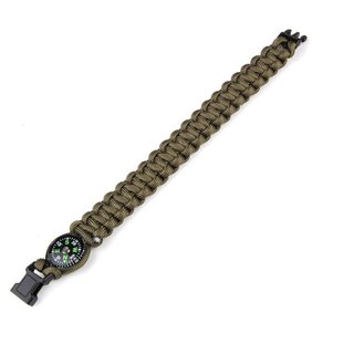 101 INC Paracord Armband met Kompas K2023 - 8 inch - Groen