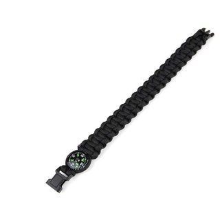 101 INC Paracord Armband met Kompas K2023 - 8 inch - Zwart