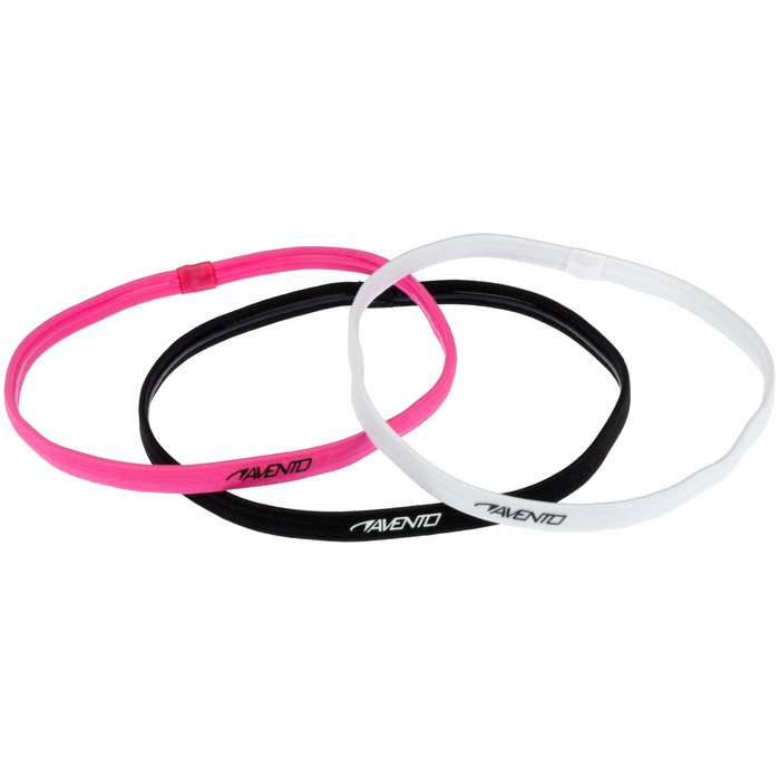 Avento® Avento® - Sport-Haarband elastisch 3 Stück • PINK • Rosa/Schwarz