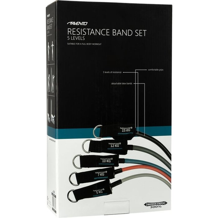Avento® Avento® - Resistance bands Set • TUBE TRAINER • Black/Gray