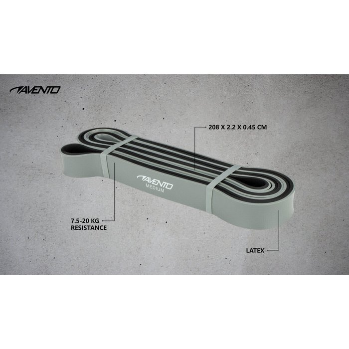 Avento® Avento® - Fitness Powerband Latex • MEDIUM • Grau/Schwarz