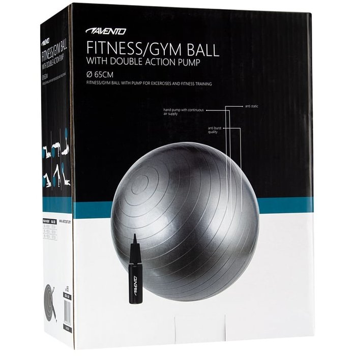 Avento® Avento® - Fitness / Gymball + Pompe • Ø 65CM • Argent