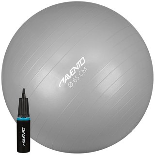 Avento® Fitness / Gymball + Pompe • Ø 65CM • Argent