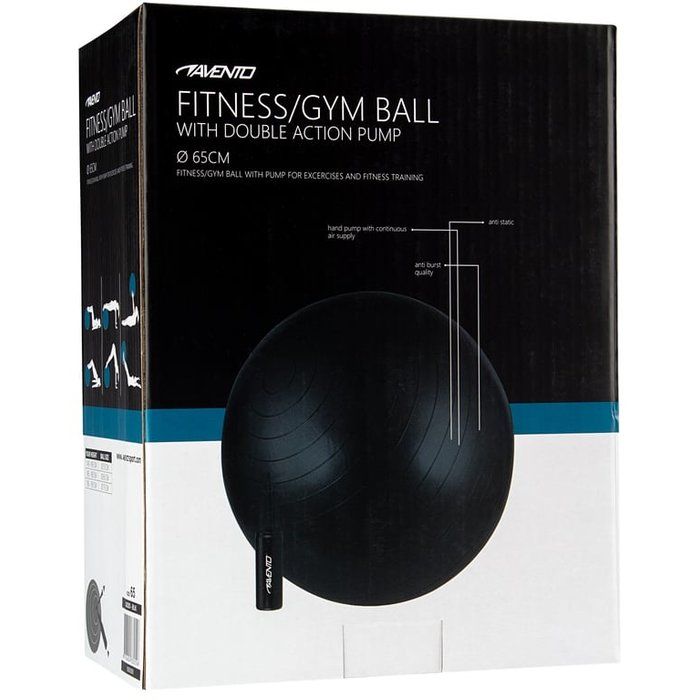 Avento® Avento® - Fitness/Gymball + Pump • Ø 65CM • Black