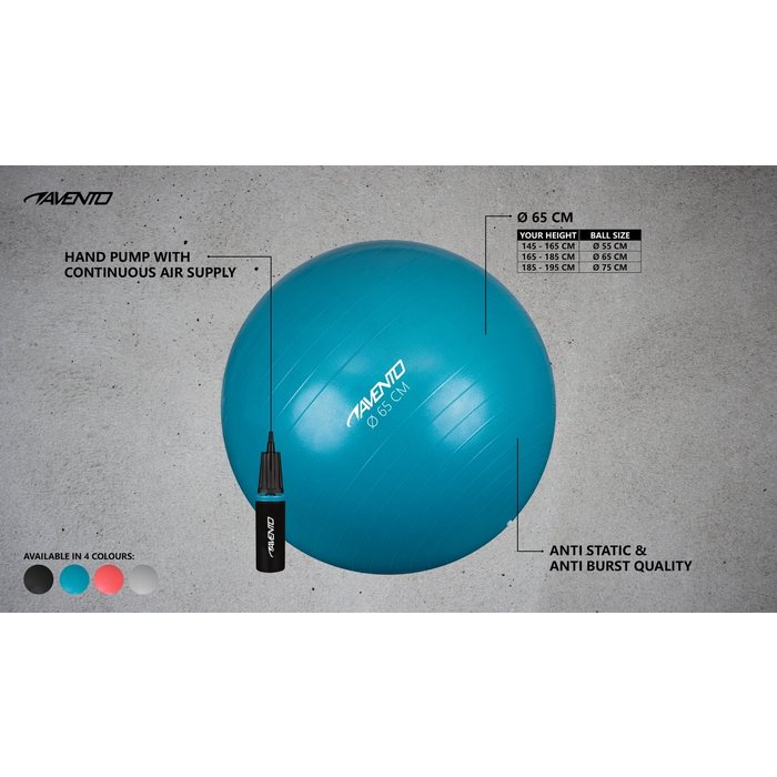 Avento® Avento® - Fitness/Gymball + Pump • Ø 65CM • Black