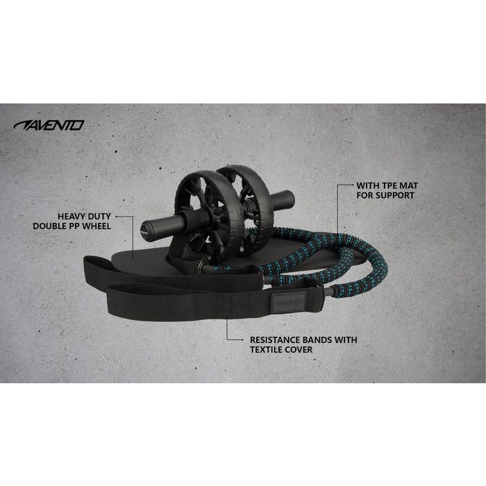 Avento® Avento® - Power AB-Roller + Widerstandsbänder • HEAVY DUTY • Schwarz/Blau