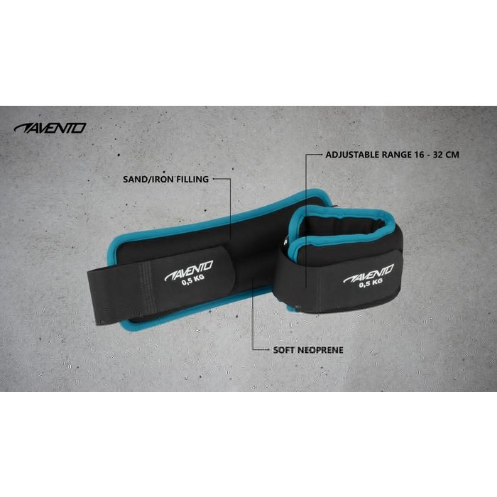 Avento® Avento® - Poignet/cheville en néoprène • 2X 0.5 KG • Noir/Bleu