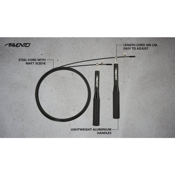 Avento® Avento® - Boks Springtouw • ALU GRIP • Zwart