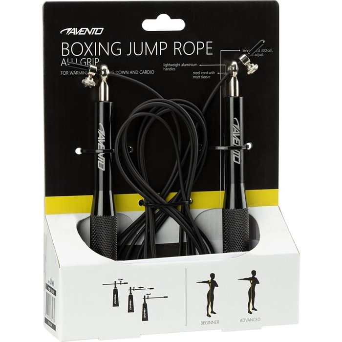 Avento® Avento® - Boxing Jump Rope • ALU GRIP • Black