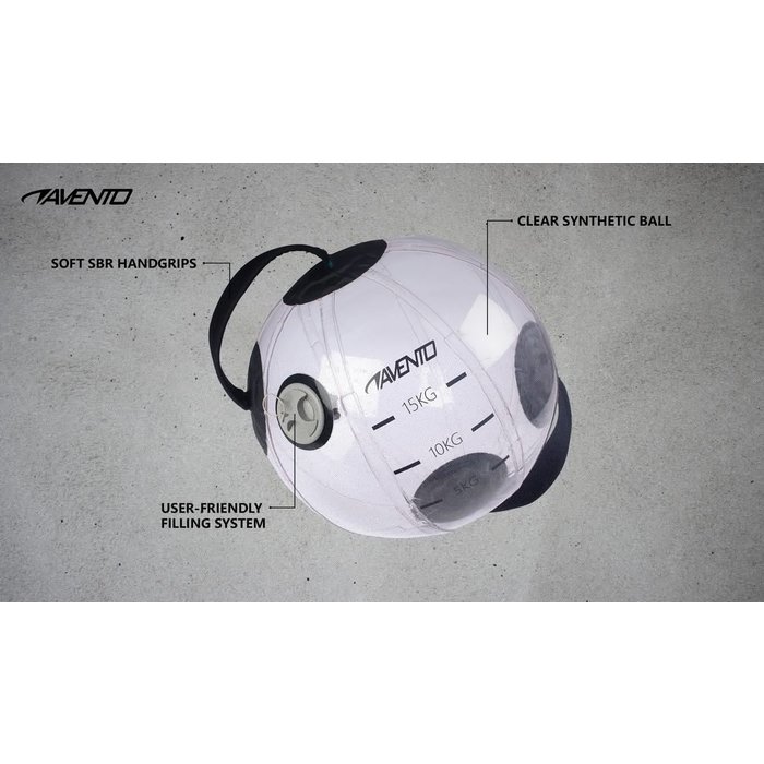 Avento® Avento® - Water Bag Multi-trainer Opblaasbaar • BALL 15 L /15 KG • Transparant/Zwart