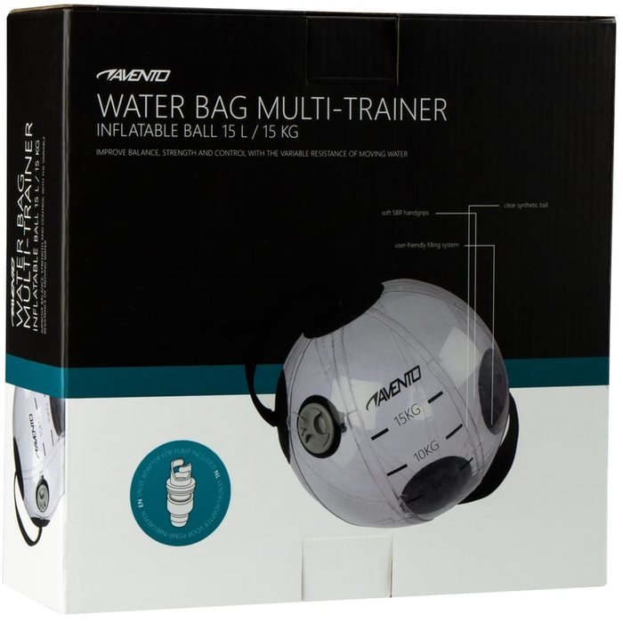 Avento® Avento® - Sac à eau gonflable Multi-trainer • BALL 15 L /15 KG • Transparent/Noir