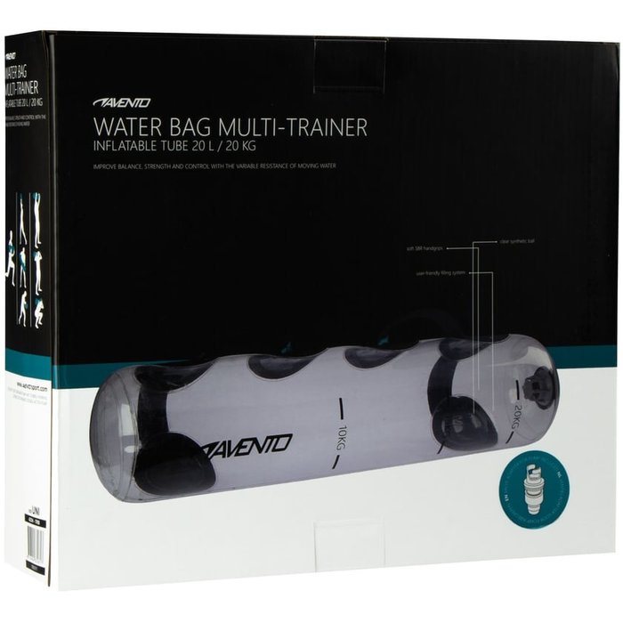 Avento® Avento® - Sac à eau gonflable Multi-trainer • TUBE 20 L /20 KG • Transparent/Noir