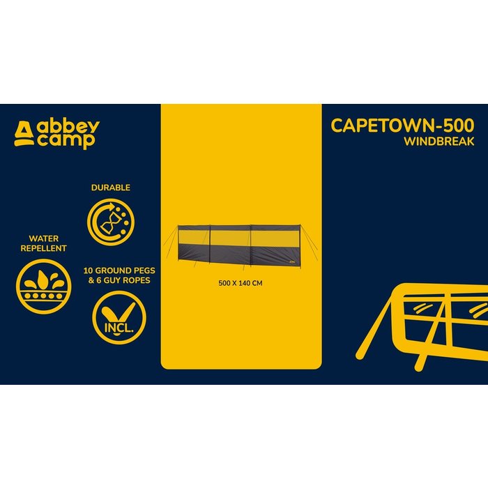 Abbey Camp® Abbey Camp® - Windschutz mit Fenster • 5 Meter • CAPETOWN-500 • Grau