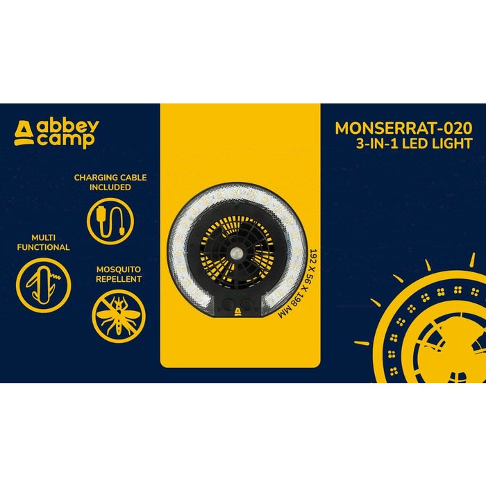 Abbey Camp® Abbey Camp® - Lamp - 3-in-1-LED-Lampe mit Ventilator • MONSERRAT-020 • Schwarz