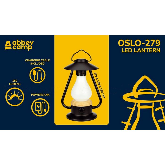 Abbey Camp® Abbey Camp® - LED Laterne Retro Groß • OSLO-279 • Schwartz