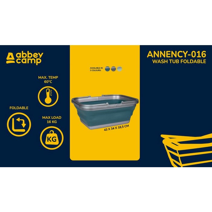 Abbey Camp® Abbey Camp® - Afwasteil Opvouwbaar 16 Liter • ANNENCY-016 • Blauw/Grijs
