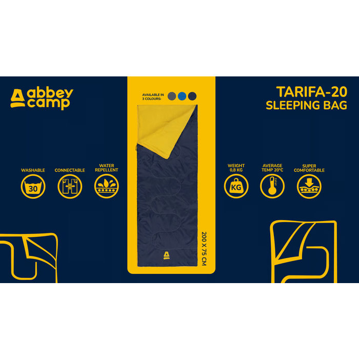 Abbey Camp® Abbey Camp® - Sac de couchage Blanket Style Summer • TARIFA-13 • Bleu marine/jaune