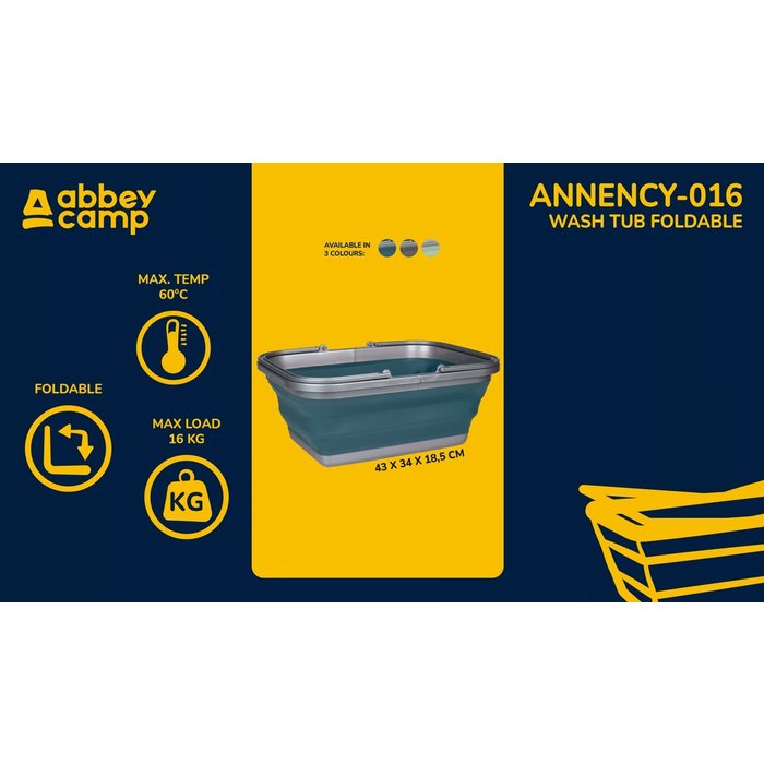 Abbey Camp® Abbey Camp® - Afwasteil Opvouwbaar 16 Liter • ANNENCY-016 • Groen/Grijs