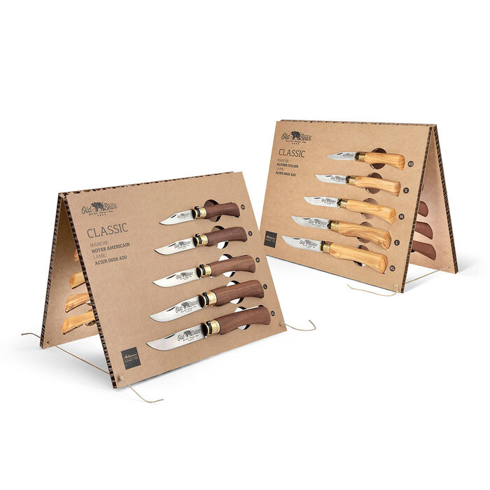 Old Bear Old Bear Display Classical Walnoot &amp; Olijfhout 20St