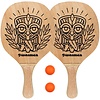 Waimea® Waimea – Beach-Paddelball-Set mit Holzgriff – Blank/Schwarz