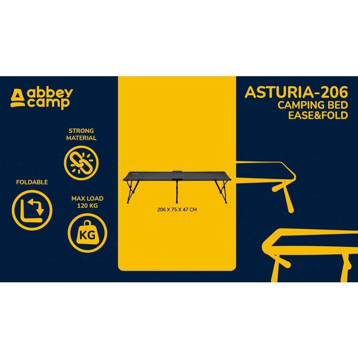 Abbey Camp® Abbey Camp® - Lit de camping Ease & Fold Deluxe • ASTORIA-206 • anthracite Mêlee / Black