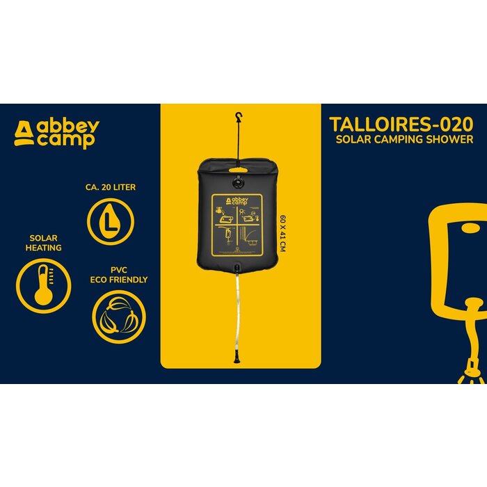 Abbey Camp® Abbey Camp® - Solar Camping -Dusche 20 Liter • TALLOIRES-020 • Schwarz/Gelb