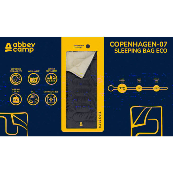Abbey Camp® Abbey Camp® - Slaapzak Envelop Eco • COPENHAGEN-07 • Antraciet/Zand