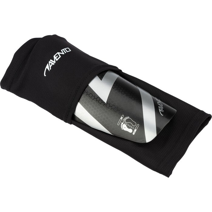 Avento® Avento - SSchienbeinschützer • Mit Socke • Schwarz/Silber