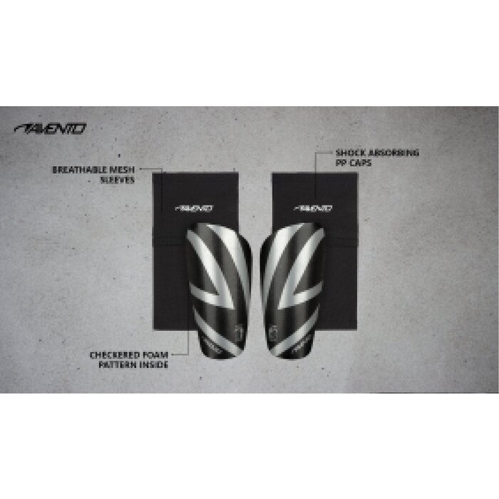 Avento® Avento - SSchienbeinschützer • Mit Socke • Schwarz/Silber