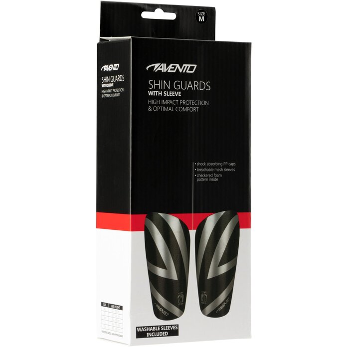 Avento® Avento - Shin protectors • With Sock • Black/silver