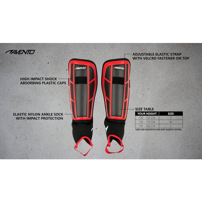 Avento® Avento® - Scheenbeschermers • SOFT • Rood/Zwart
