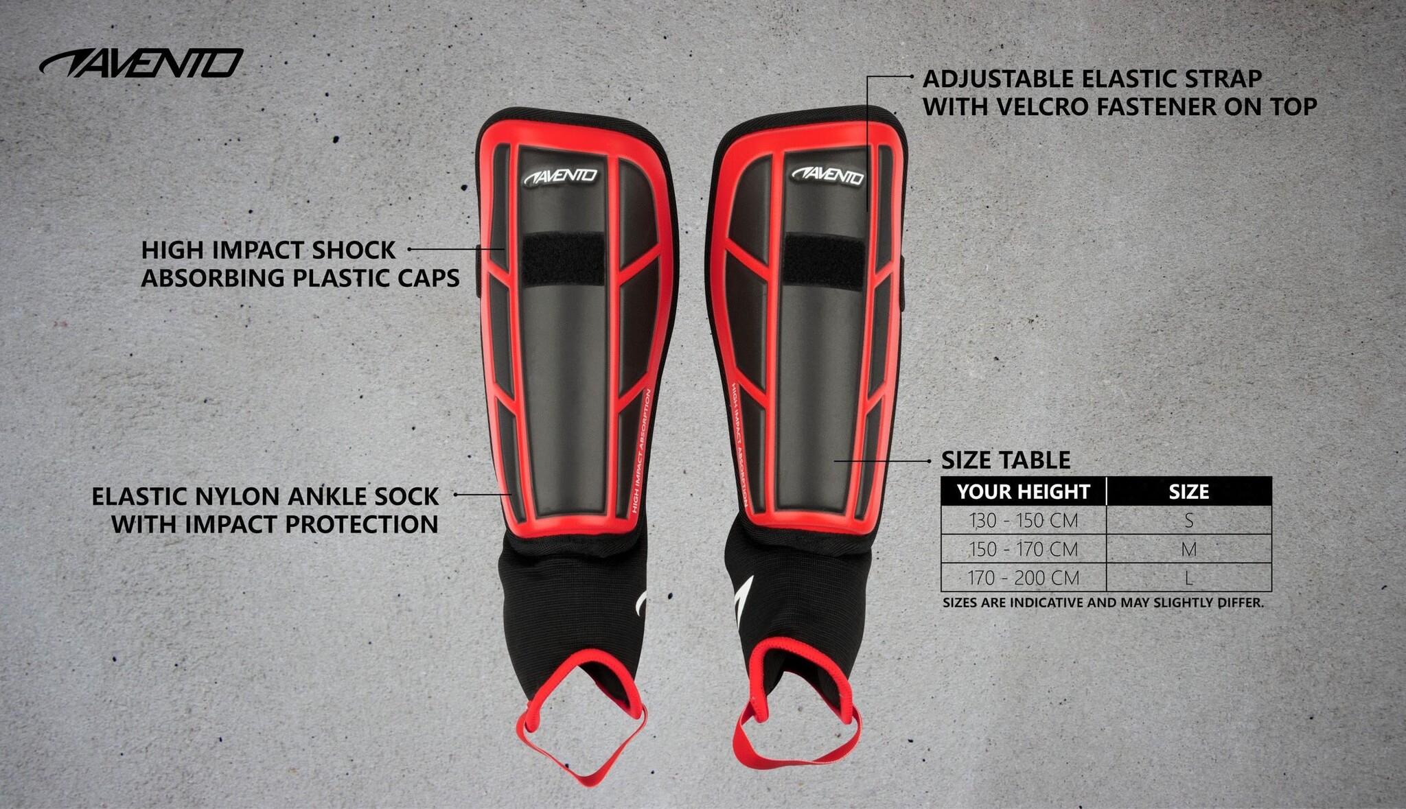 Avento® Avento - Shin Guards - SOFT - Red/Black