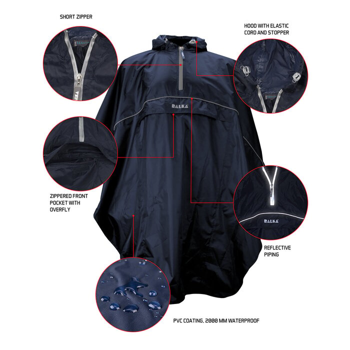 Ralka Ralka® - Rain poncho • SENIOR • Navy