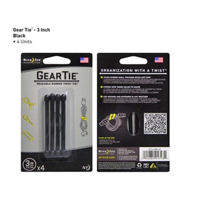 Nite Ize Nite Ize Gear Tie Allesbinder 4-pack Zwart 7,5CM