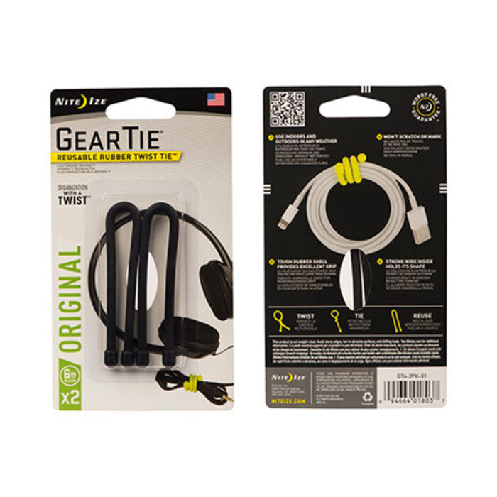 Nite Ize Nite ize gear tie cablebinder 2-pack black 15 cm