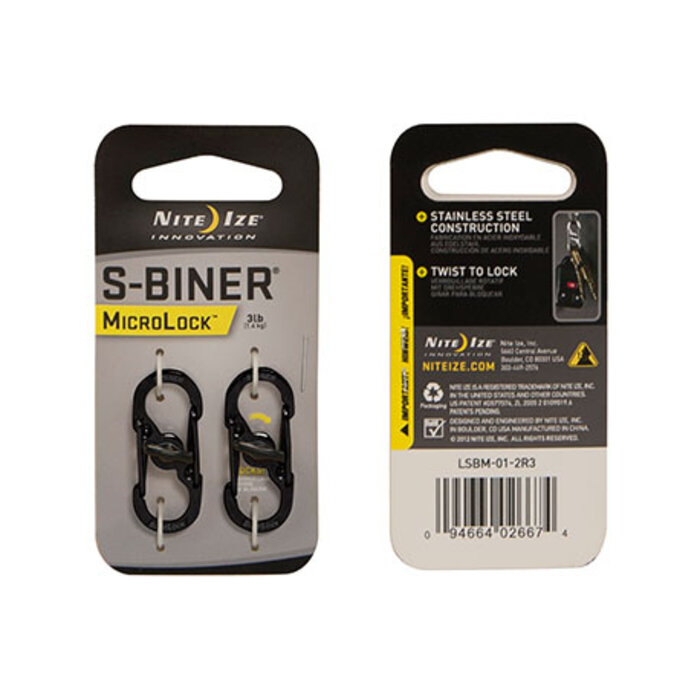 Nite Ize Nite Ize S-Biner Karabiner Microlock 2-Pack Black