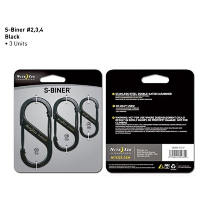 Nite Ize Nite Ize S-Biner Karabijn hook 3-pack Black