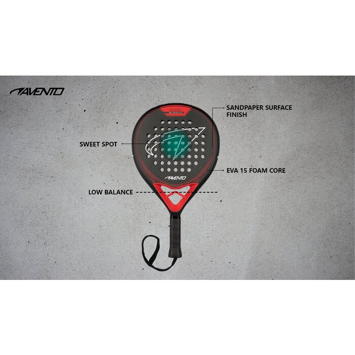 Avento® Avento - Padel Racket 3K Carbon • CONQUISTA • Black/Red