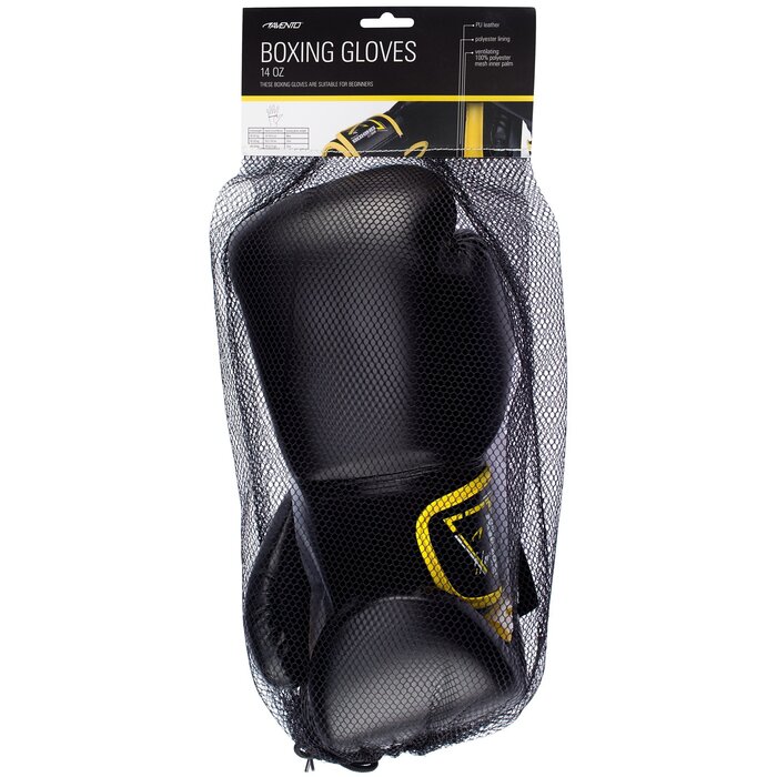 Avento® Avento® - Bokshandschoenen PU • 14 OZ • Zwart/Geel