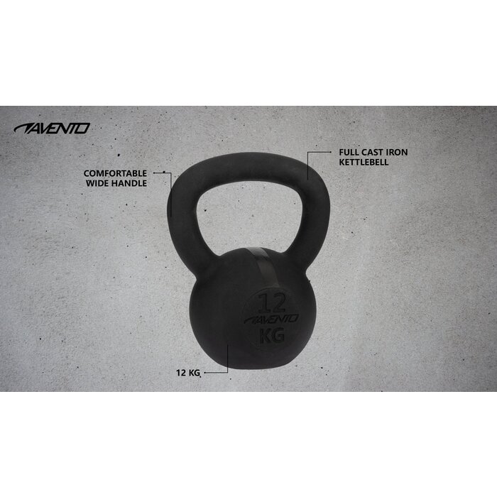Avento® Avento® - Kettlebell Gietijzer • 12 KG • Zwart