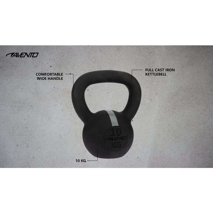 Avento® Avento - Kettlebell Gusseisen • 10 KG • Schwarz/Grau