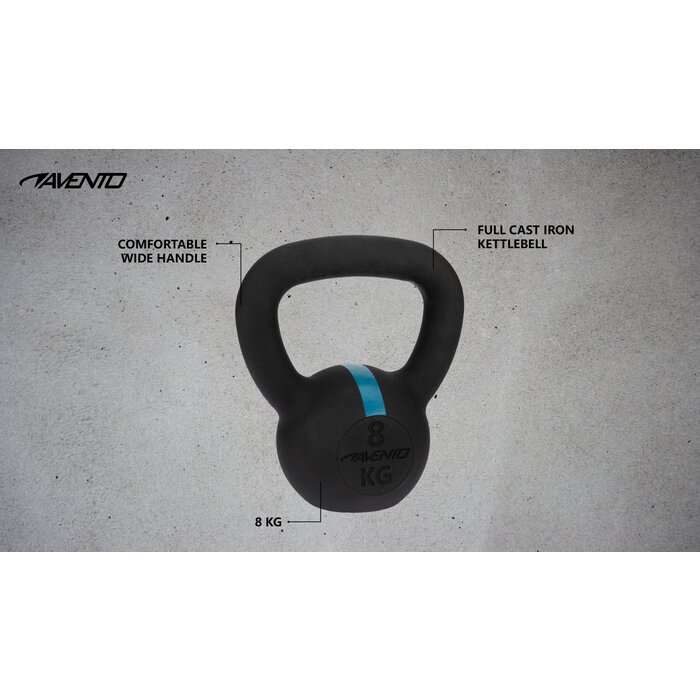 Avento® Avento - Cast Iron Kettlebell • 8 KG • Black/Blue